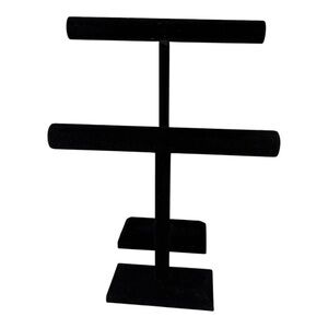 2 Long black velvet T-Bar necklace and Bracelet Display